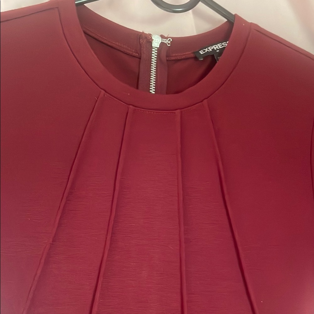Express Red Pleated Top